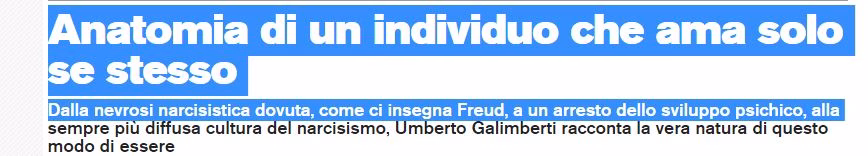 Anatomia di un individuo che ama solo se stesso