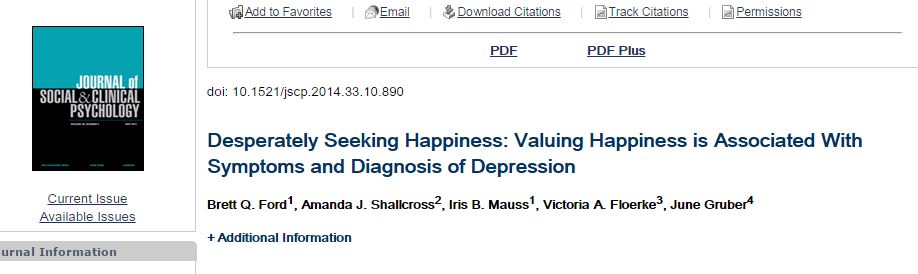 Più desideriamo di essere felici e più rischiamo di essere depressi